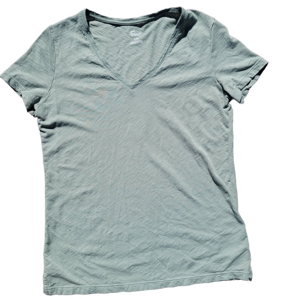 Felina Women's Sage T Shirt V-Neck Short Sleeve Pullover Cotton Size Large - Picture 4 of 8
